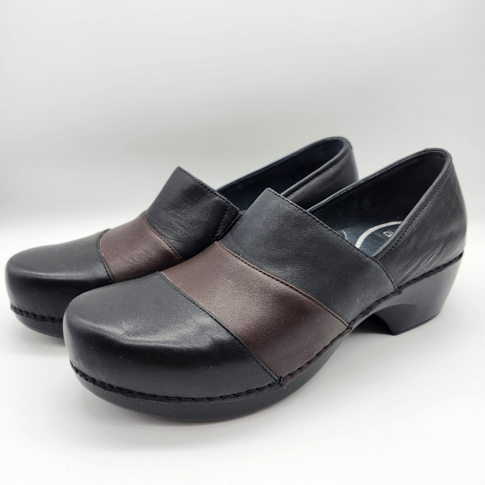 Dansko Tenley Black Brown Leather Clogs Mule Shoes Women EU 42 US 11. 5 - 12